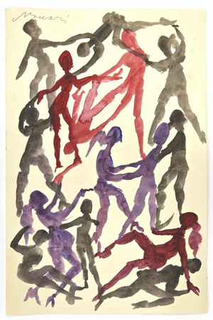 Mino Maccari, Dances, 1960s, Watercolor