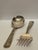Silver 1950s S. Kirk Repousse Pattern Sterling Silver Large Heavy Serving Spoon & Fork Utensil Set. No Monogram For Sale - Image 8 of 15