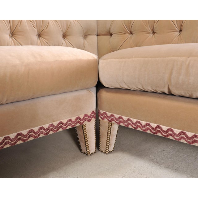 Bespoke Tufted Velvet 4-Piece Banquette Sectional Sofa 12 Ft For Sale - Image 17 of 18