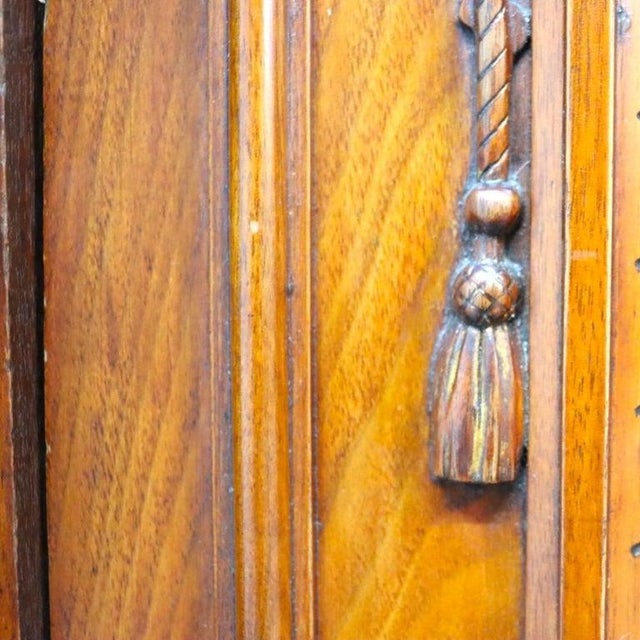 Late 19th Century Renaissance Revival Ebonized Walnut Paneled Credenza With Marquetry & Inlay For Sale - Image 6 of 14