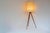 Large Scandinavian Teak Tripod Floor Lamp with Drawn Thread Embroidery Shade For Sale - Image 6 of 17