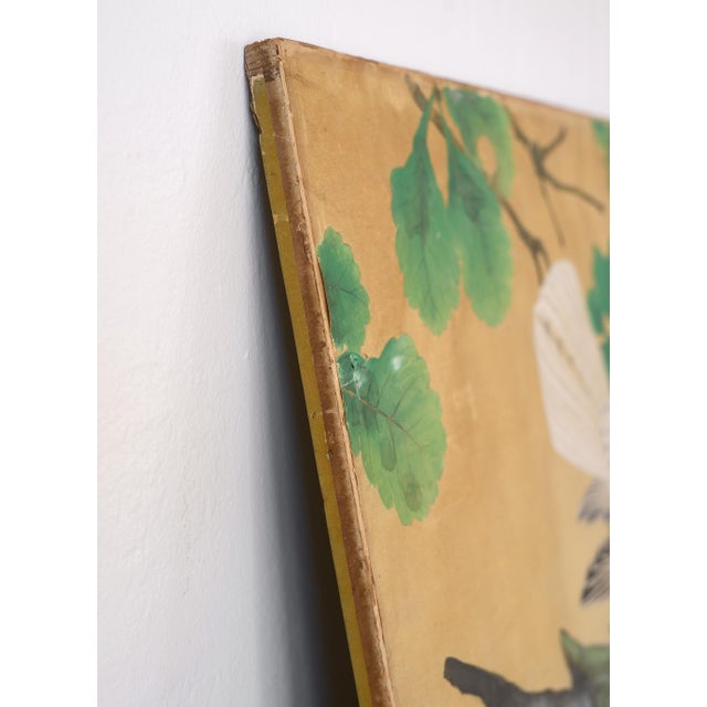 Japanese 18th Century Edo Period White Eagle Painting on Gold Paper For Sale - Image 4 of 17