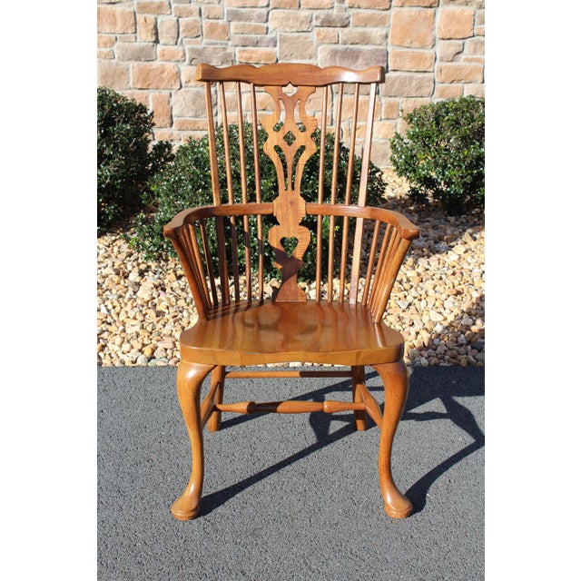 Thomasville Fisher Park Pecan Windsor Armchairs—A Pair For Sale - Image 14 of 18