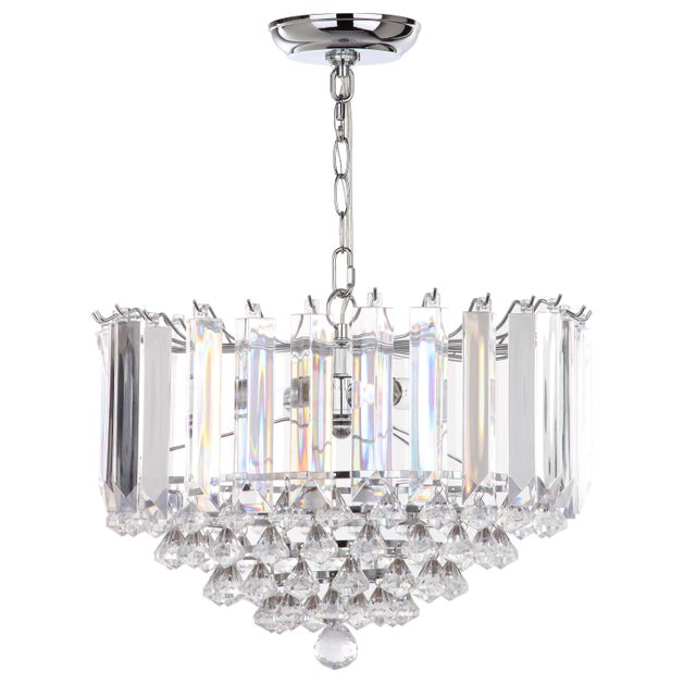 2020s 2 Light 16.5-Inch Diameter Glass Pendant - Chrome & Clear For Sale - Image 5 of 5