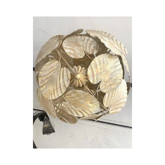 Early 21st Century Gold-Leaf and White Leaves Sphere Suspension Pendant by Simoeng For Sale - Image 5 of 9