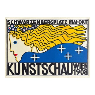 1908 Bertold Löffler Kunstschau Wien 1986 Lithograph Poster Reissue For Sale