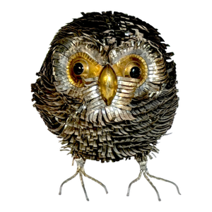 Large Brutalist Metal Work Figure of an Owl, Attributed Sergio Bustamante