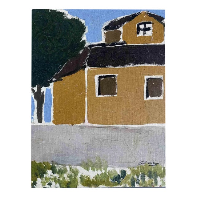 Claude Decamps, The Houses, Oil on Canvas, 1970s For Sale