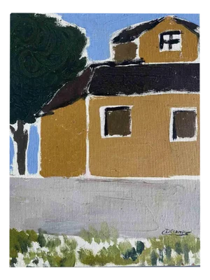Claude Decamps, The Houses, Oil on Canvas, 1970s