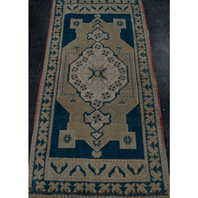Early 21st Century Turkish Mini Rug Oriental Hand Knotted Vintage Rug 1'10" x 3'8" #20642 For Sale - Image 5 of 8
