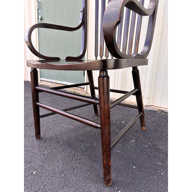 Antique Fraternal Lodge Oak Arm Chairs- Set of 8 For Sale - Image 11 of 12