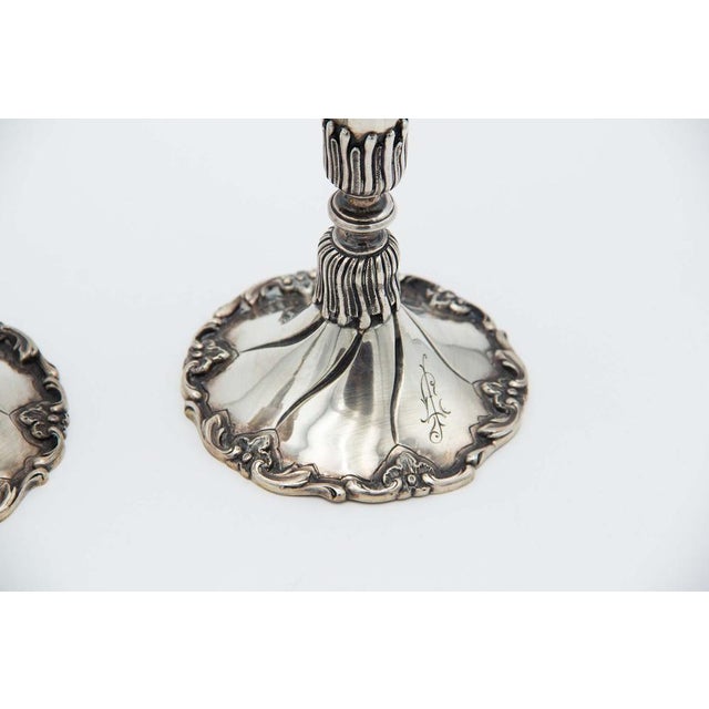 Silver Candlesticks with Circular Bases, Set of 2 For Sale - Image 3 of 4