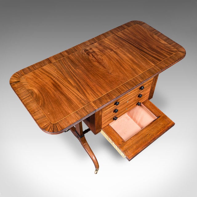 Antique Drop Leaf Ladies Work Table, English, Sewing, Writing, Regency, c.1820 For Sale - Image 9 of 12