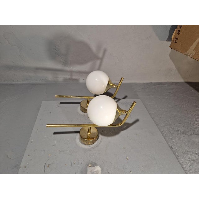Sphere Wall Lamps in Brass and Glass, Set of 2 For Sale - Image 4 of 13