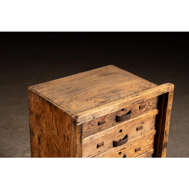Wood Early 20th Century Primitive Six-Drawer Rustic Wooden Workshop Cabinet For Sale - Image 7 of 9