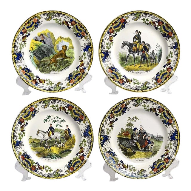 Early 19th Century French Creil Cabinet/Wall Plates- Set of 4 For Sale