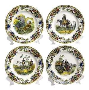Early 19th Century French Creil Cabinet/Wall Plates- Set of 4