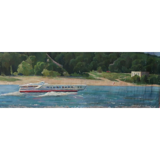 1970s River Painting Landscape Antique Oil Painting Original Soviet Art Ukrainian Artist Unknown 107-298 1970s For Sale - Image 5 of 6