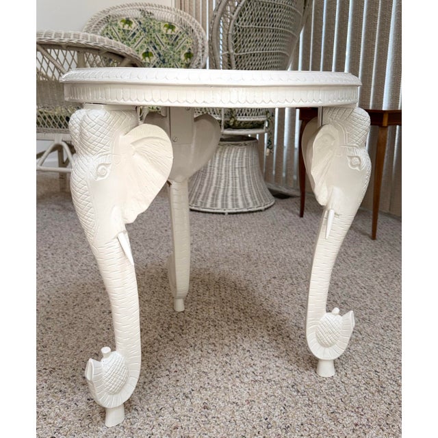 Mid 20th Century Solid Wood Anglo-Indian Style Carved Elephant Table For Sale In Chicago - Image 6 of 11