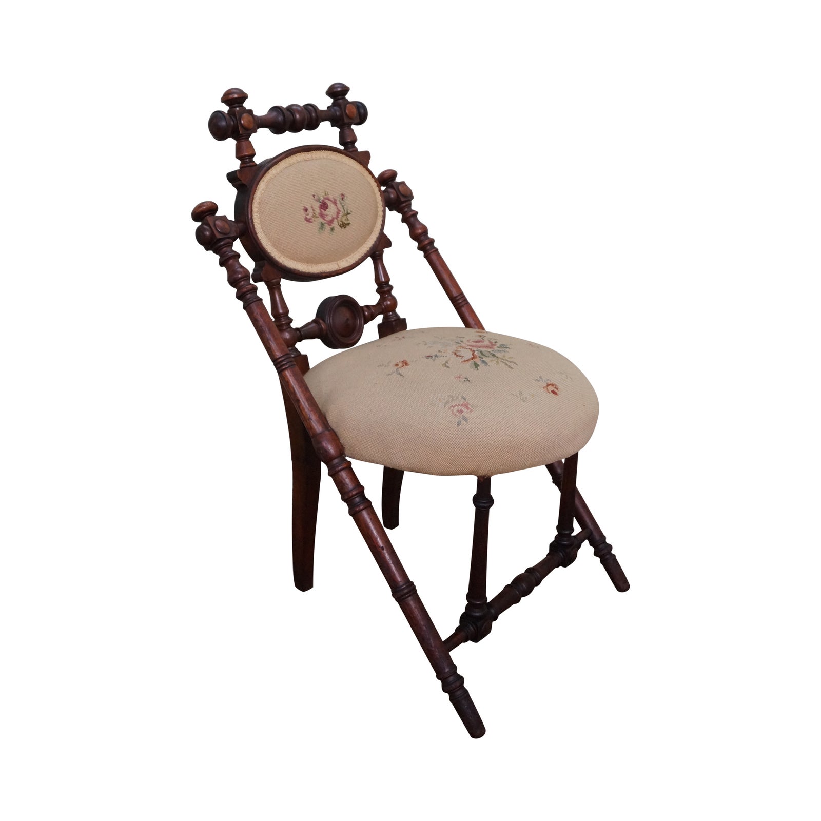 Hunzinger Signed Antique Needlepoint Side Chair Chairish