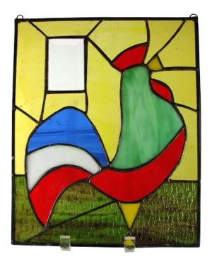 Stained Glass Good Morning Rooster Farm Farmhouse Chanticleer Chicken Cock Window Hanging Leaded