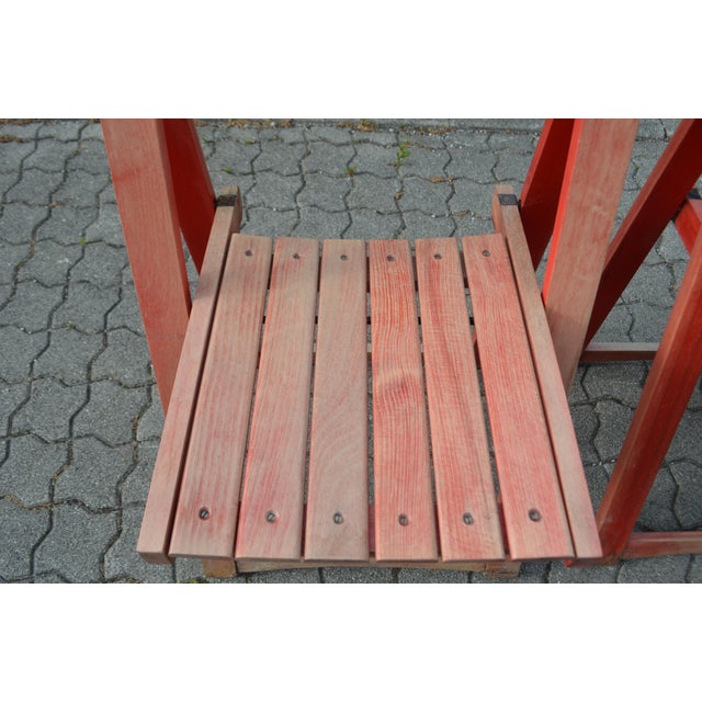 Mid-Century Folding Chairs in Red Beech, Set of 6 For Sale - Image 12 of 18