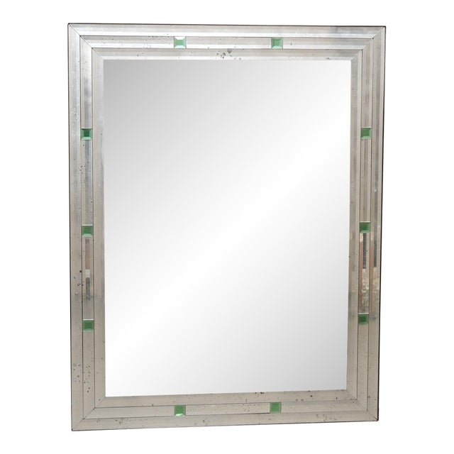 Artisan Mirror w/Green Églomisé Accents For Sale