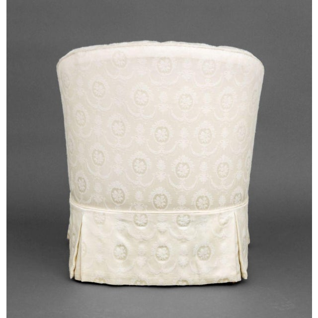 Textile White Silk Brocade Upholstered Tub Chair For Sale - Image 7 of 7
