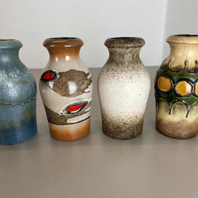 1970s Vintage Fat Lava Pottery Vases from Scheurich, Germany, 1970s, Set of 4 For Sale - Image 5 of 18