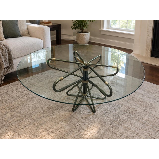 Mid-Century Modern Baker McGuire Glass Pedestal Table For Sale - Image 3 of 5