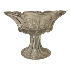 Antique American Pressed Pattern Flint Glass Footed Compote Fruit Bowl Circa 1850
