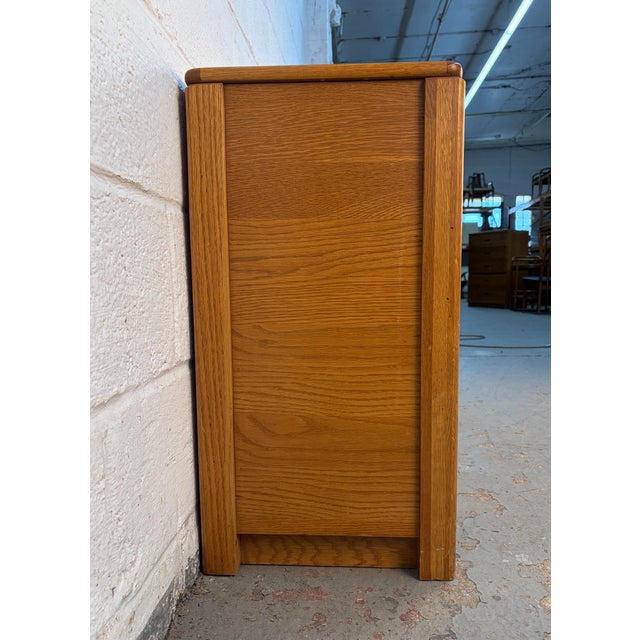 Vintage Modern Solid Oak & Woven Rattan Bar Cabinet For Sale In New York - Image 6 of 15
