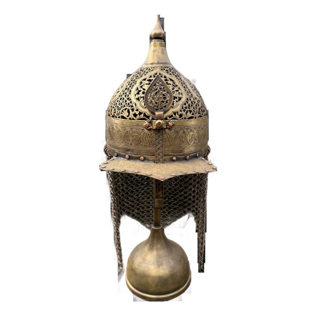 Engraved Brass Warrior Helmet For Sale