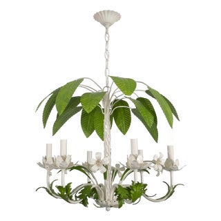 Painted tole palm tree chandelier For Sale