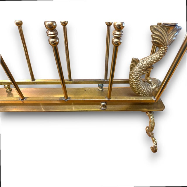Metal Neoclassical Brass Magazine Rack, Attributed to Maison Jansen, C. 1940 For Sale - Image 7 of 10