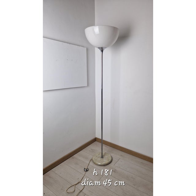 Floor Lamp in Chrome with Milk Glass Lampshade, 1970s For Sale - Image 10 of 10
