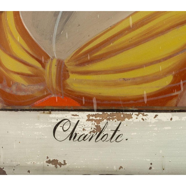 European School "Charlote" Reverse Painted Glass For Sale - Image 4 of 5