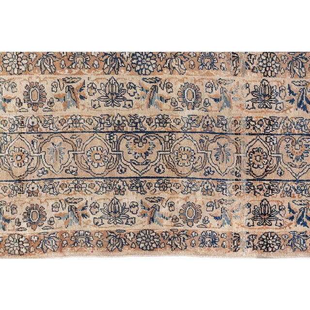 Authentic Persian Kirman Botaic Beige, Blue Handmade Wool Rug For Sale - Image 4 of 7