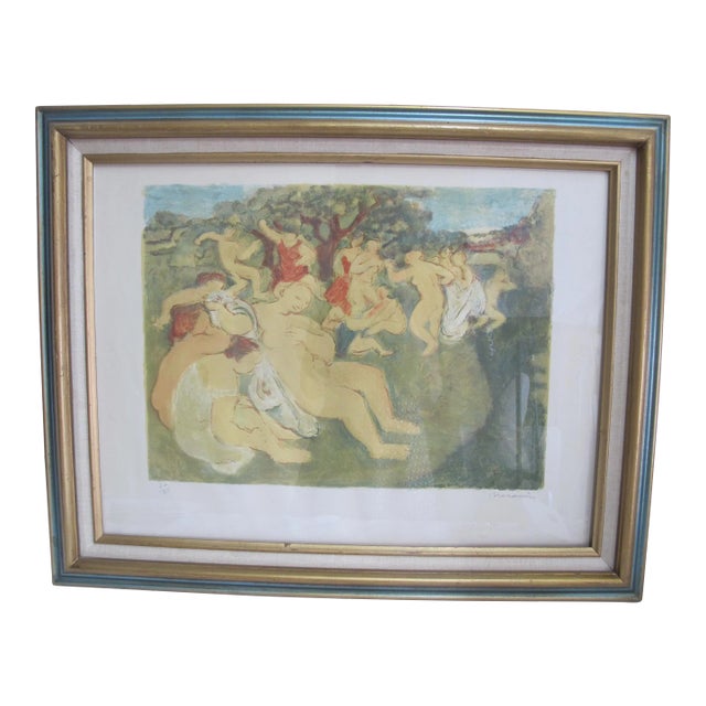 French Maurice Savin Signed Limited Edition Color Lithograph Bathers Playing For Sale