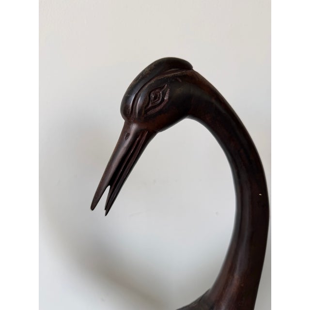 Vintage Bronze Crane / Heron Bird Sculptures – Pair For Sale In Miami - Image 6 of 12