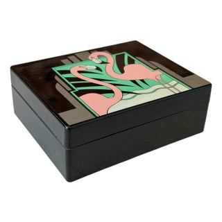 1985 Vando Flamingo Art Deco Style Box With Original Soap by Pelzman Designs For Sale