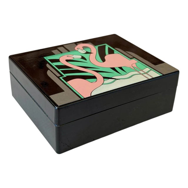 1985 Vando Flamingo Art Deco Style Box With Original Soap by Pelzman Designs For Sale