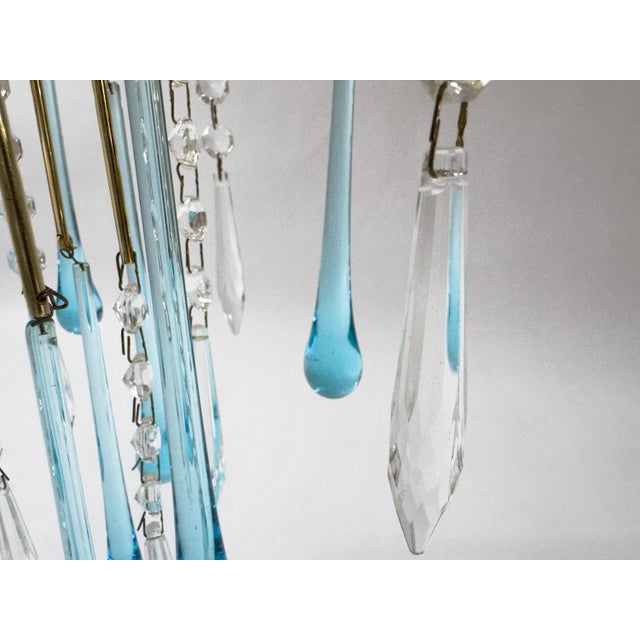Vintage Murano-Style Blue Glass Teardrop Waterfall Chandelier, C. 1970 For Sale - Image 14 of 18