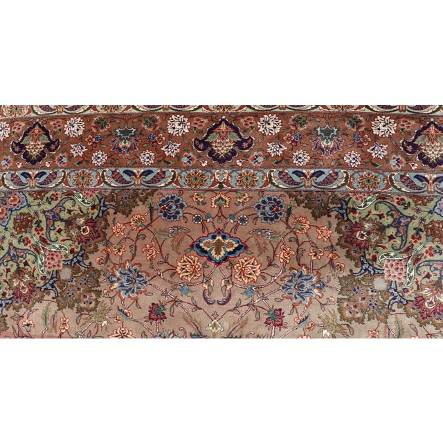 Vintage Persian Tabriz Rug With Silk Accents and Floral Medallion Design For Sale - Image 10 of 16