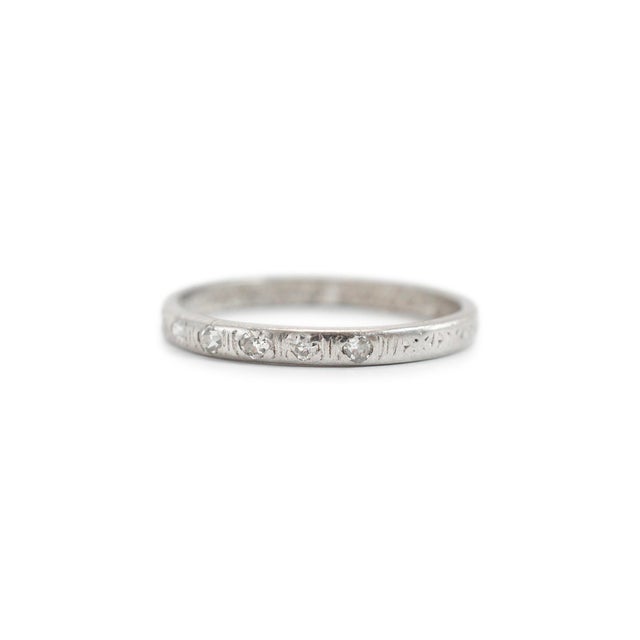 Antique Platinum Seven Across Single Cut Diamond Wedding Band, Size 7 For Sale - Image 4 of 9