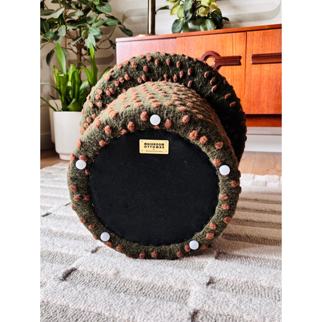 Mushroom Ottoman in Sequoia Wool Dot For Sale - Image 11 of 14