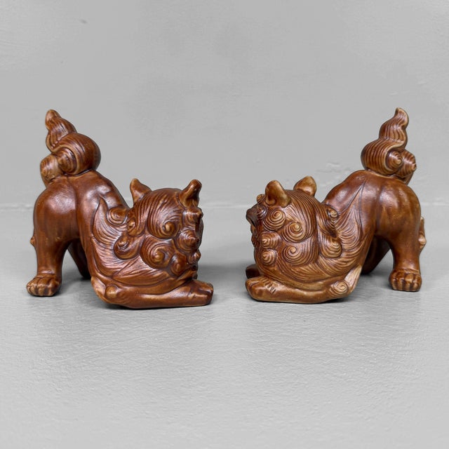Japanese Ceramic Shisa Figures, 1980, Set of 2 For Sale - Image 10 of 11