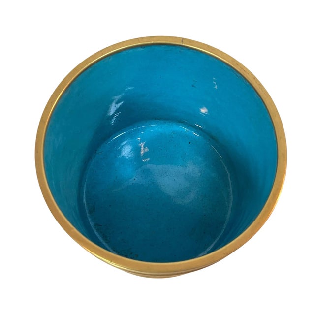 Mid 20th Century Chinese Brush Pen Holder Blue Color Cloisoné 20th Century For Sale - Image 5 of 10