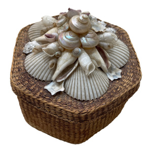 Vintage Sea Grass Lidded Basket