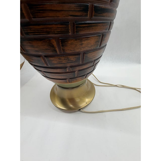 Vintage Mid-Century Modern All-Ceramic Table Lamp With Incised Texture For Sale - Image 9 of 9